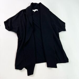 Arlotta Cardigan Sweater Women Small Black Short Sleeve Cashmere Open Front